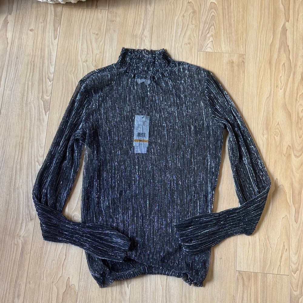 Habitual Black Shimmer Sheer Top